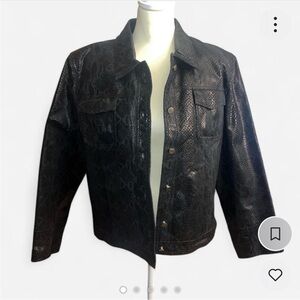 Vintage Black Adler Collection snake skin leather jacket Size XL